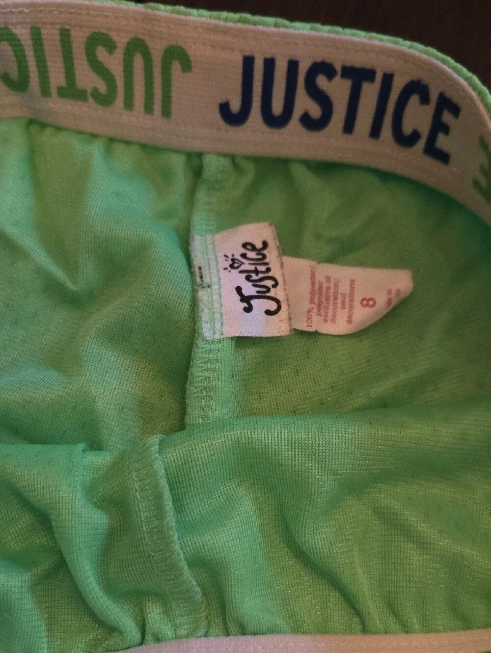 Justice Mint Green Mesh Athletic Shorts with White Trim